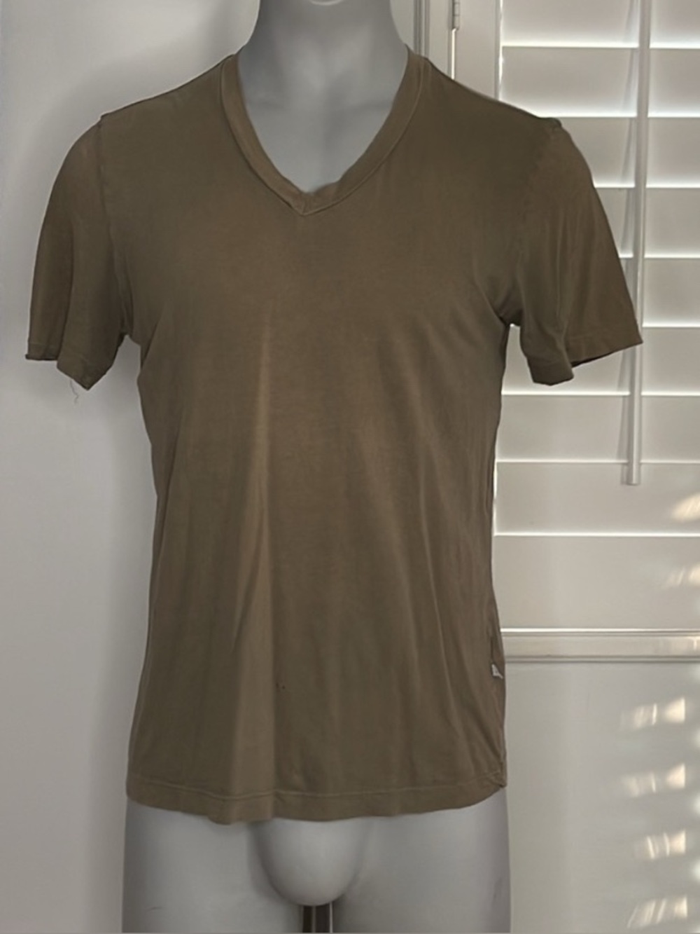 James Perse Unisex Short Sleeve V-Neck Tee - Brown/Olive